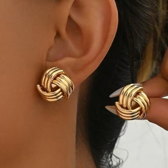 14K Gold Womens Twisted Knot Style Earrings Ladies New 14 Karat Silver Jewelry